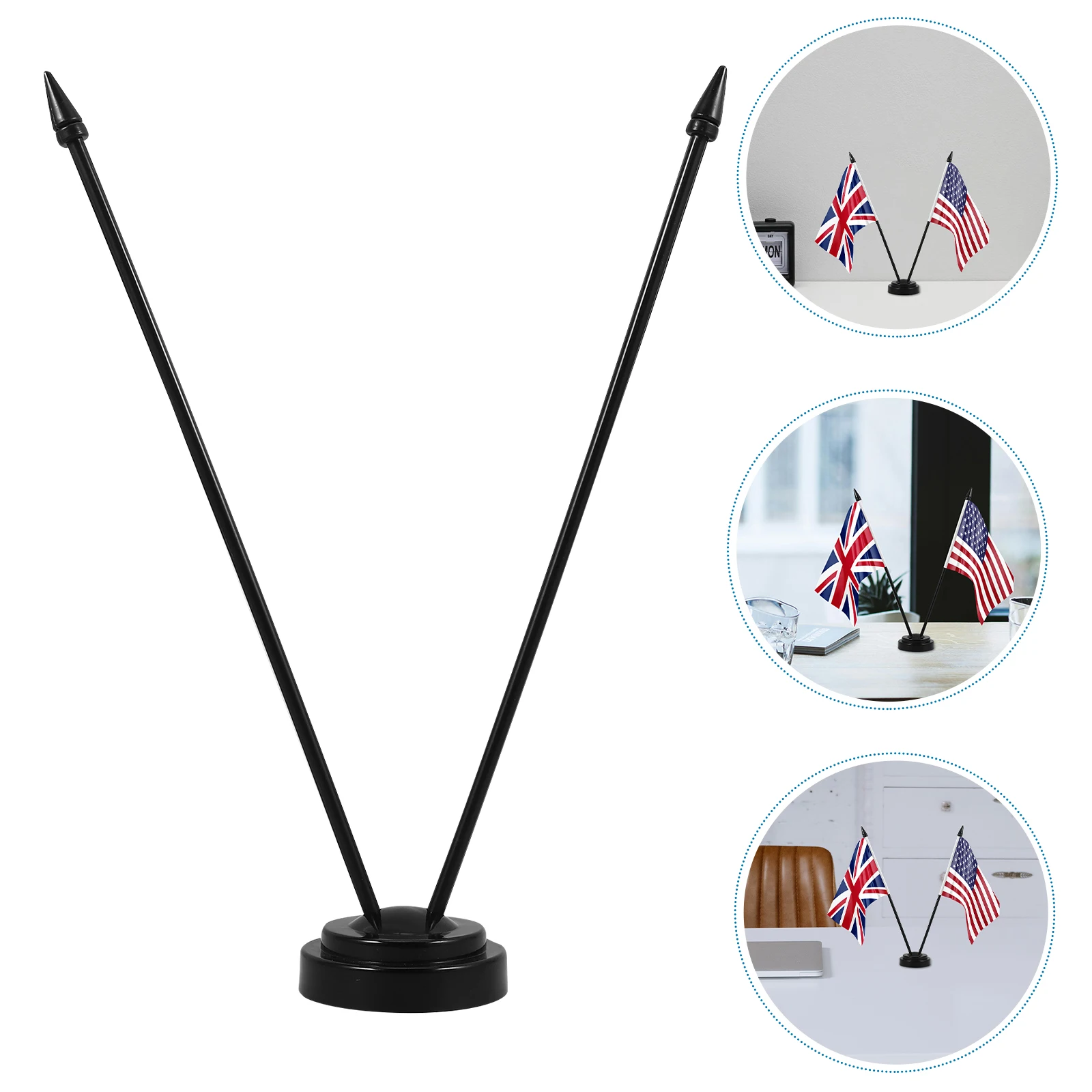 Office Desk Small Flag Stand 2/3 Holes Mini Flagpole Base Desk Pole For Conference Negotiation Outdoor Flag Stand