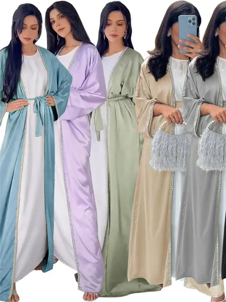 Ramadan Abaya aperto per le donne, Kimono musulmano islamico, abito modesto, vestiti da preghiera, abito caftano Kebaya, abito tacchino