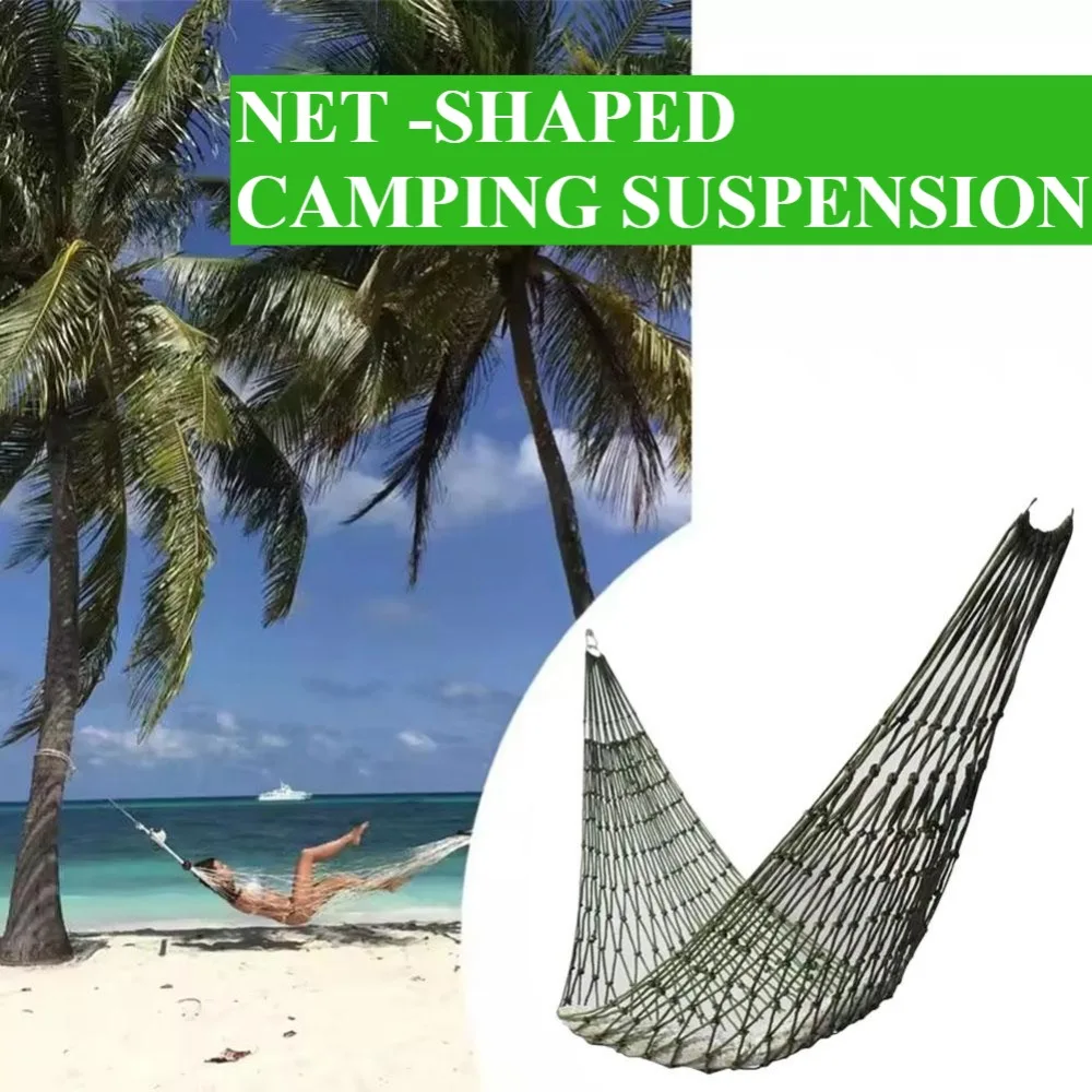 Nylon Rope Meshy Hammock For Outdoor Sleeping Net Bed Portable Outdoor Green Yard Sport Camping Hammock Hanging Bed