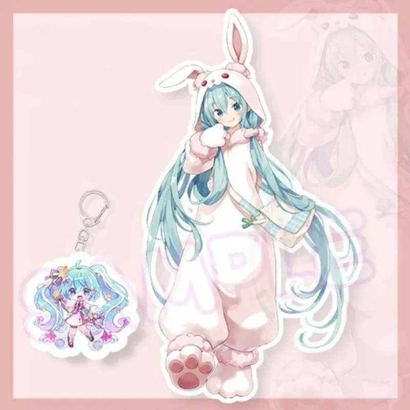 Hatsune Miku Stand Up Sign Anime Cartoon Cute Backpack Key Pendant Kawaii Keychain Collectible As A Birthday Gift for Friends