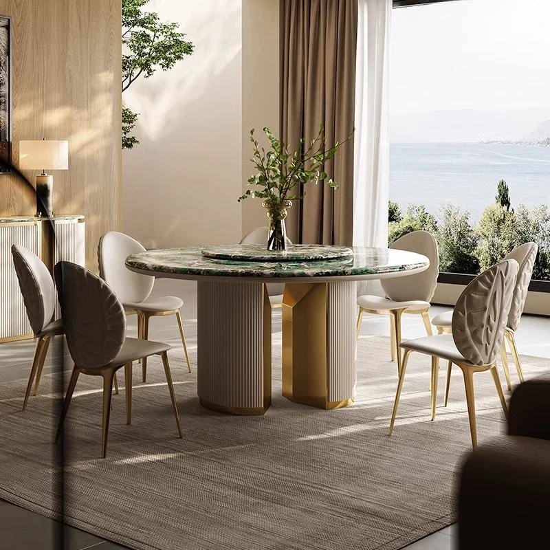 

FG52Light luxury dining table and chairs premium Italian marble square round dining table