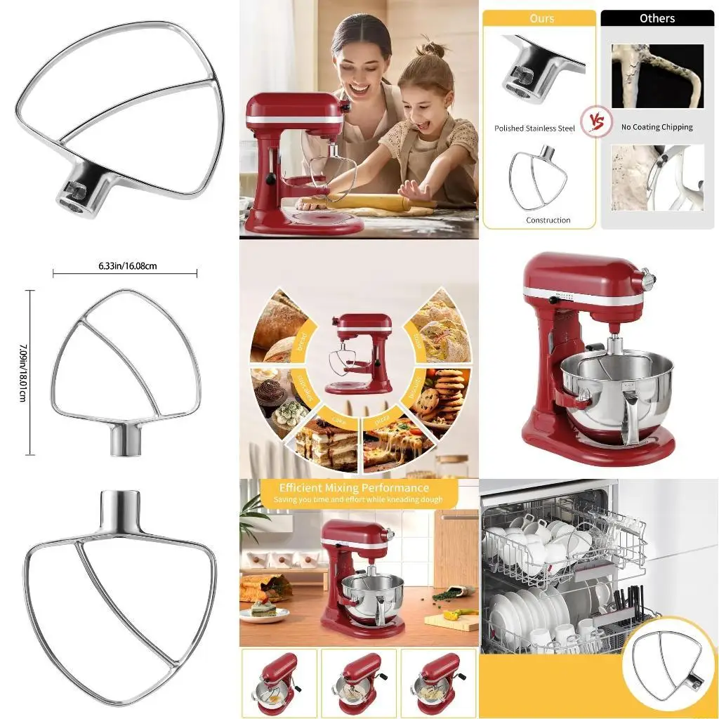 A0NC Professional Mixer Beater Stainless Steel Paddle Flat Beater Accessories Attachment for 5.5-6QT Mixer Beater