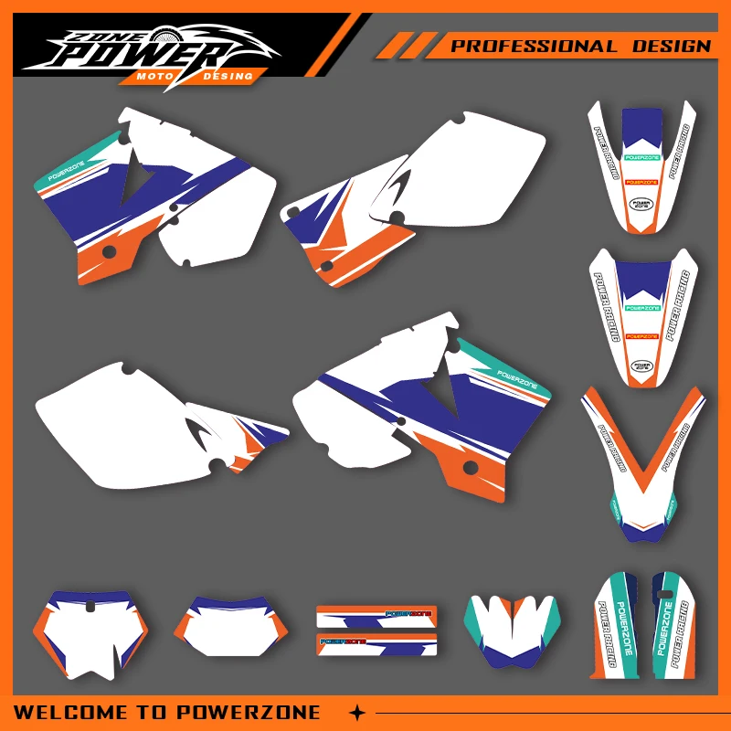 

POWERZONE для KTM EXC SXF 2003 EXC SXF 200 250 300, графический фон для мотокросса, набор наклеек, индивидуальный номер 01