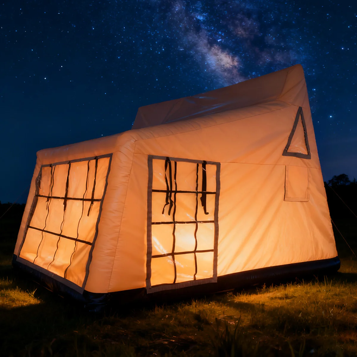 เต็นท์ตั้งแคมป์เป่าลมกลางแจ้ง สำหรับ 2-6 คน กันน้ำ ทำจาก PVC เต็นท์แกลมปิ้งแบบพองลม