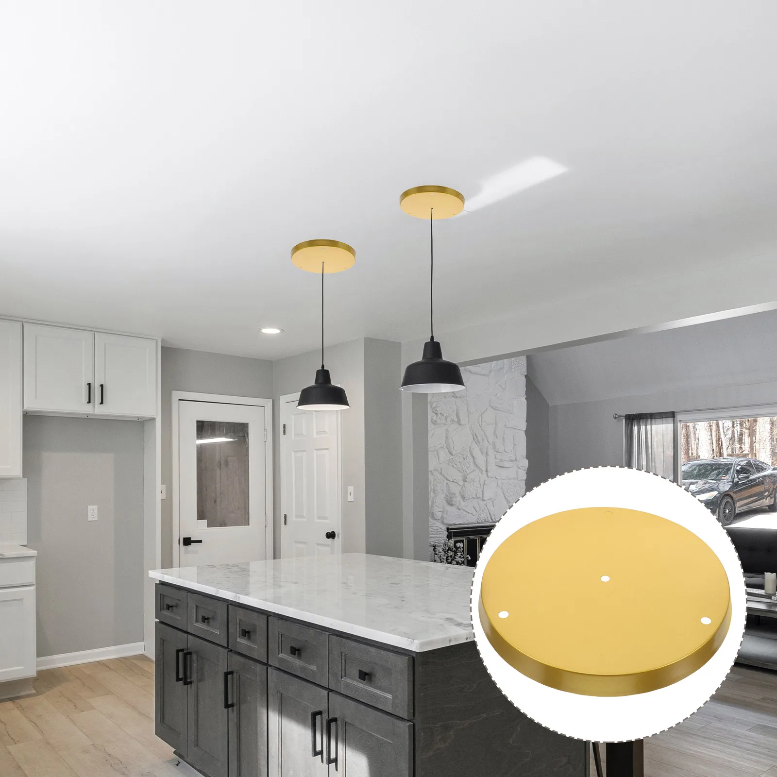 

1 Set 280Mm Vintage Iron Ceiling Plate Chandelier Mounting Light Fixture Part Pendant Lamp Cover Durable Textured Surface Canopy