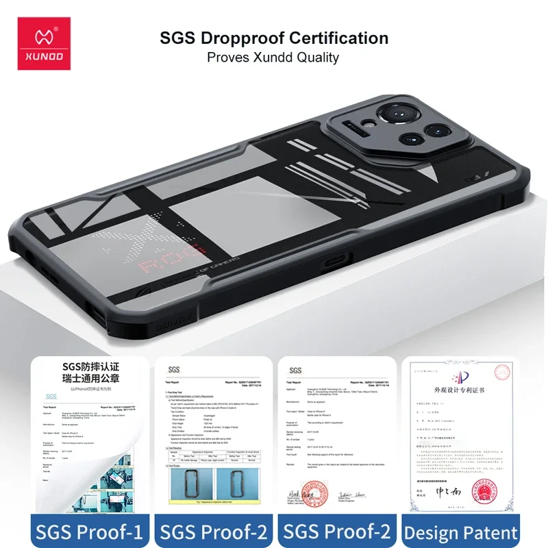 Xundd لهاتف ASUS ROG Phone 9 Pro حافظة شفافة مضادة للصدمات من البولي كربونات + غطاء خلفي بإطار من البولي يوريثان لهاتف Rog Phone 9 الشكول