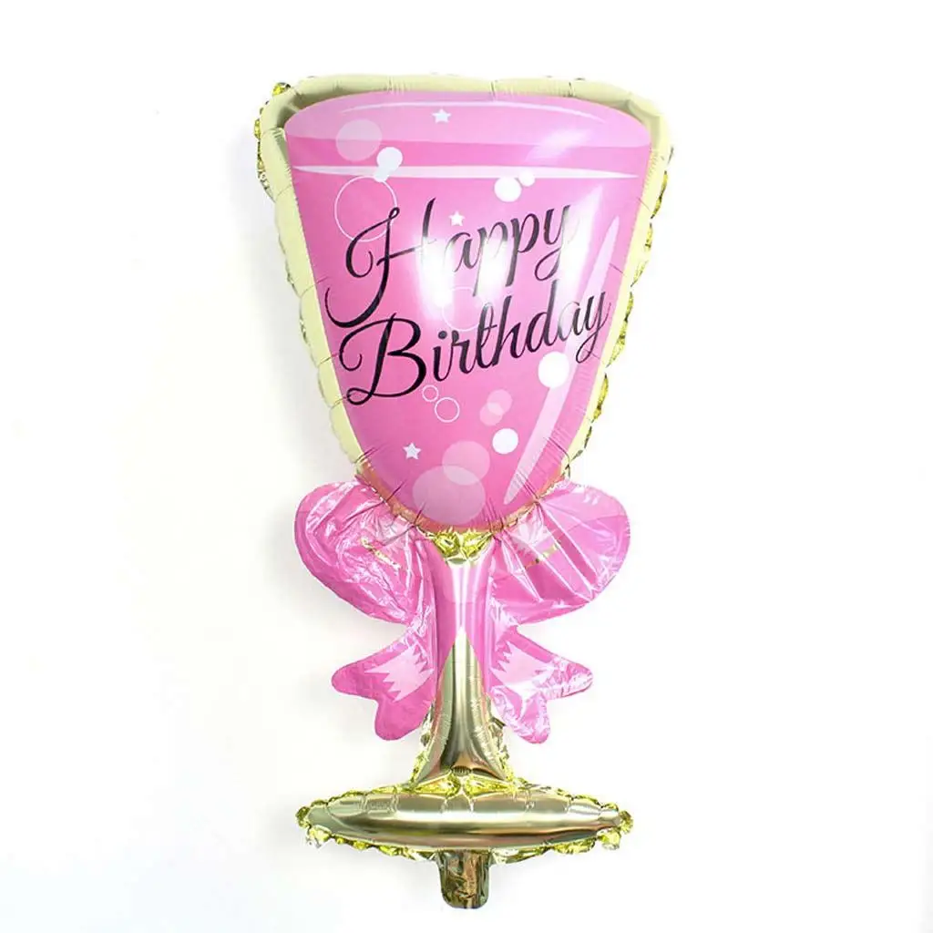 Jumbo Foil Balloon Inflatable Champagne Glass Pink Birthday Balloon for Girls Birthday Party Baby Shower Decoration