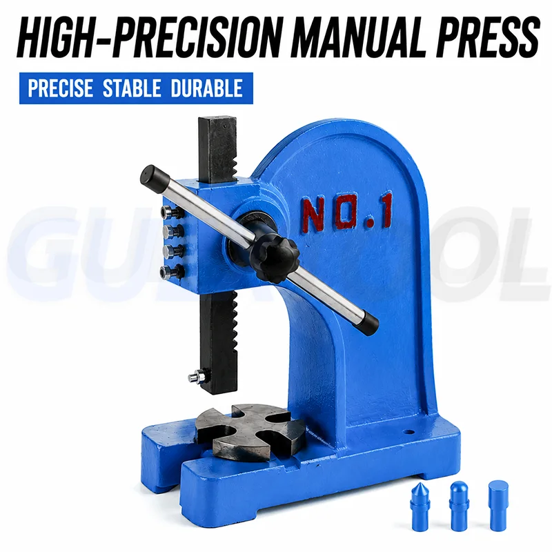 Manual Press Machine High Precision Hand Press Tool Heavy Duty Cast Iron Arbor Press for Bearing Assembly Metal Processing