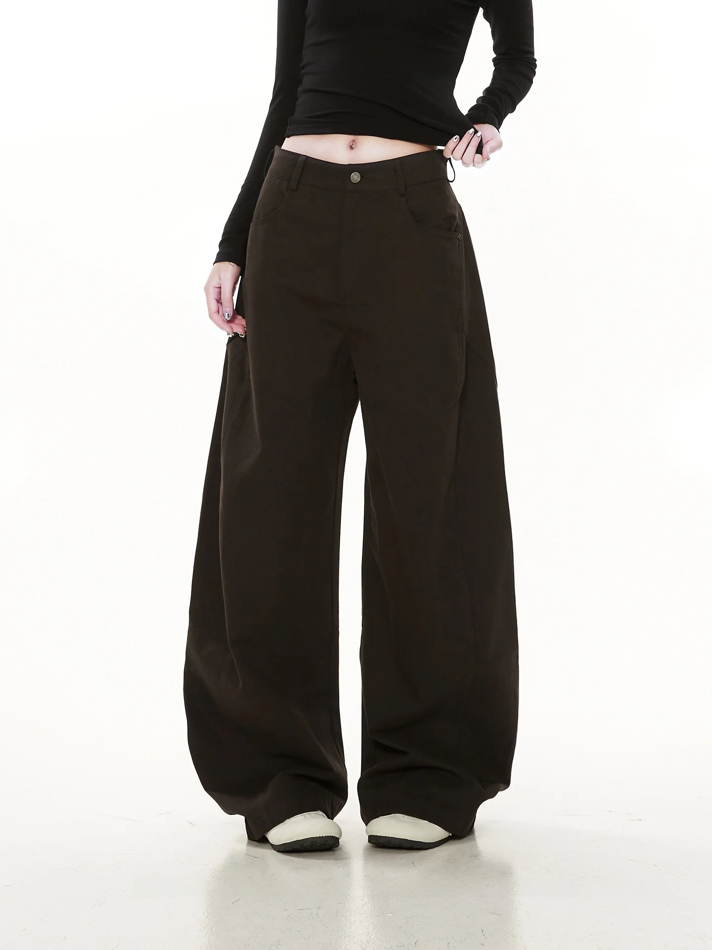 

Женские повседневные брюки Slim Fit в корейском стиле, свободные джинсы с широкими штанинами, модные повседневные брюки для женщин
