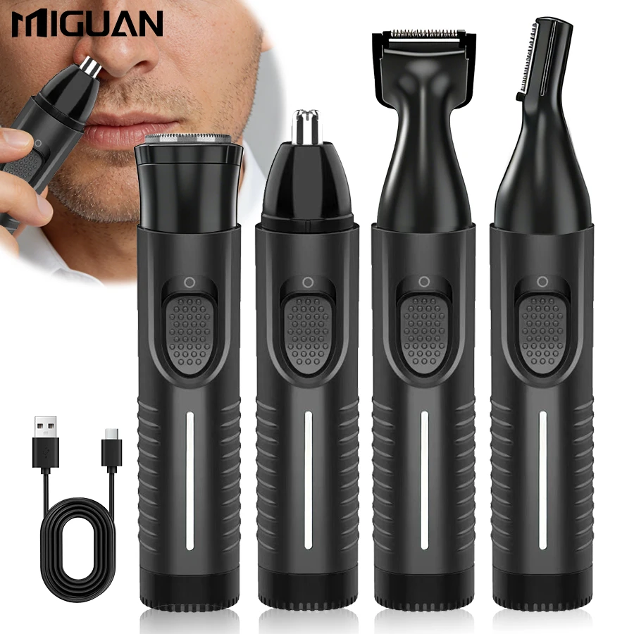 4-in-1 Multifunctional Electric Shaver Set: USB Rechargeable Nose Hair Trimmer, Beard Trimmer, Eyebrow Trimmer and Sideburns Tri