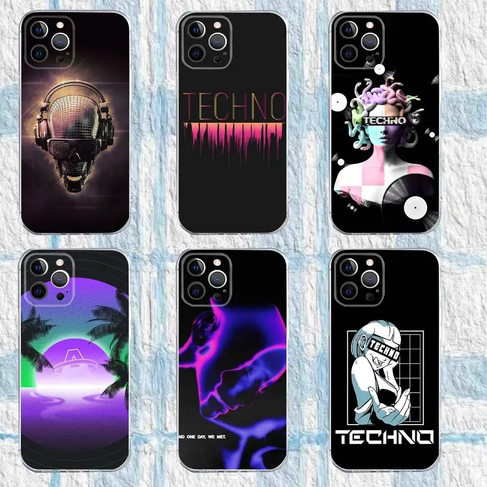 

Techno Music Phone Case For iPhone 16,15,14,13,12,11 Pro,Max,Plus,X,XS,XR,SE,Mini Transparent Silicone Soft