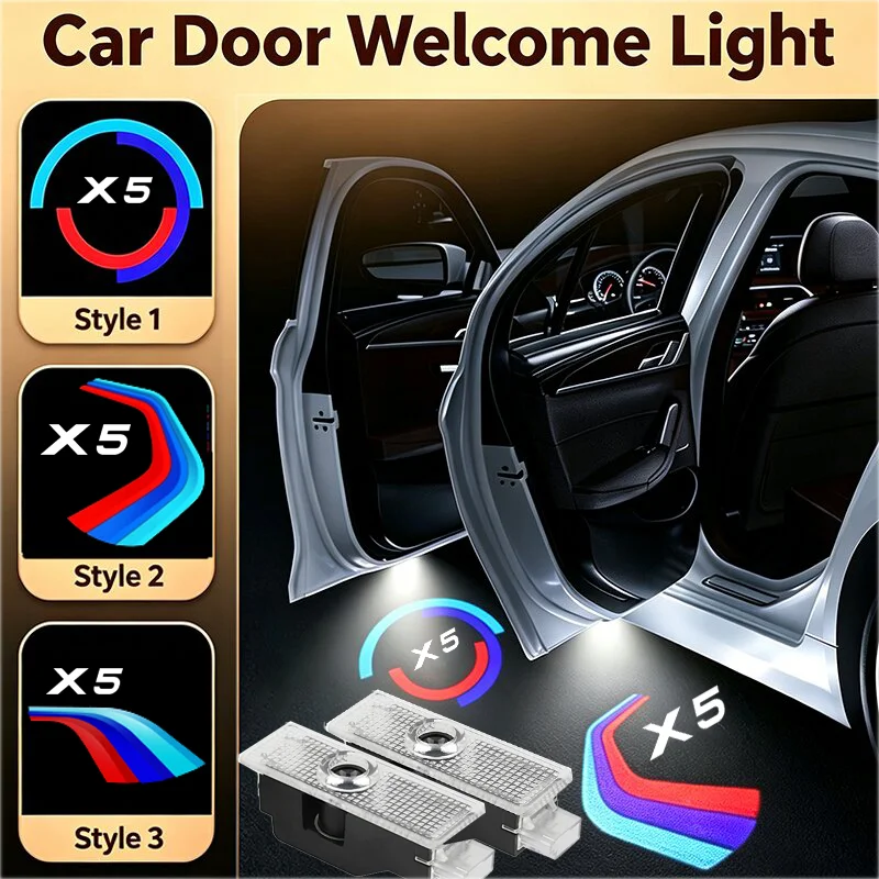 2PCS for BMW X5 E70 F15 2007-2023 2022 Car Logo LED Door Welcome Shadow Laser Lights Projector Courtesy Ghost Lamp Accessories