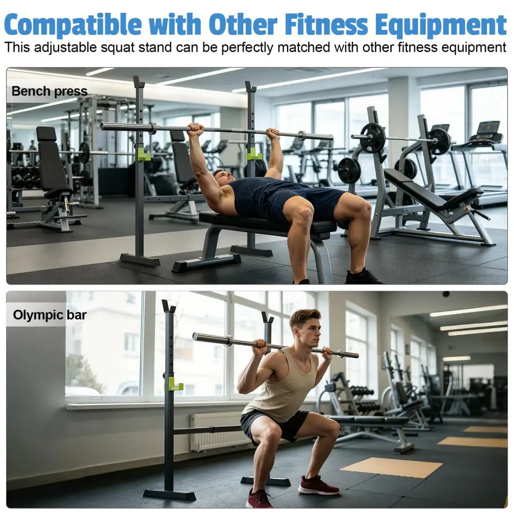 Adjustable Squat Rack,Heavy-Duty Weightlifting Barbell Rack,Portable Dumbbell Rack,Bench Press Stand for Gym Strength Training