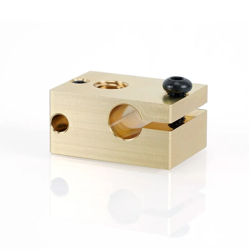 3D Printer V6 Hotend Heater Block PT100 Thermistor Support Aluminum/Brass/Copper Plated Extruder Heating Block Parts