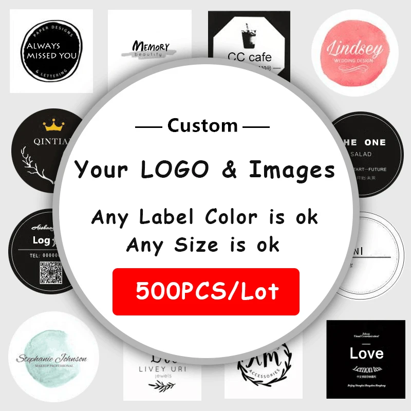 500pcs/Lot Custom Stickers Customized Logos Wedding Birthdays Store Name Candy Gift Box Waterproof Seal Stickers