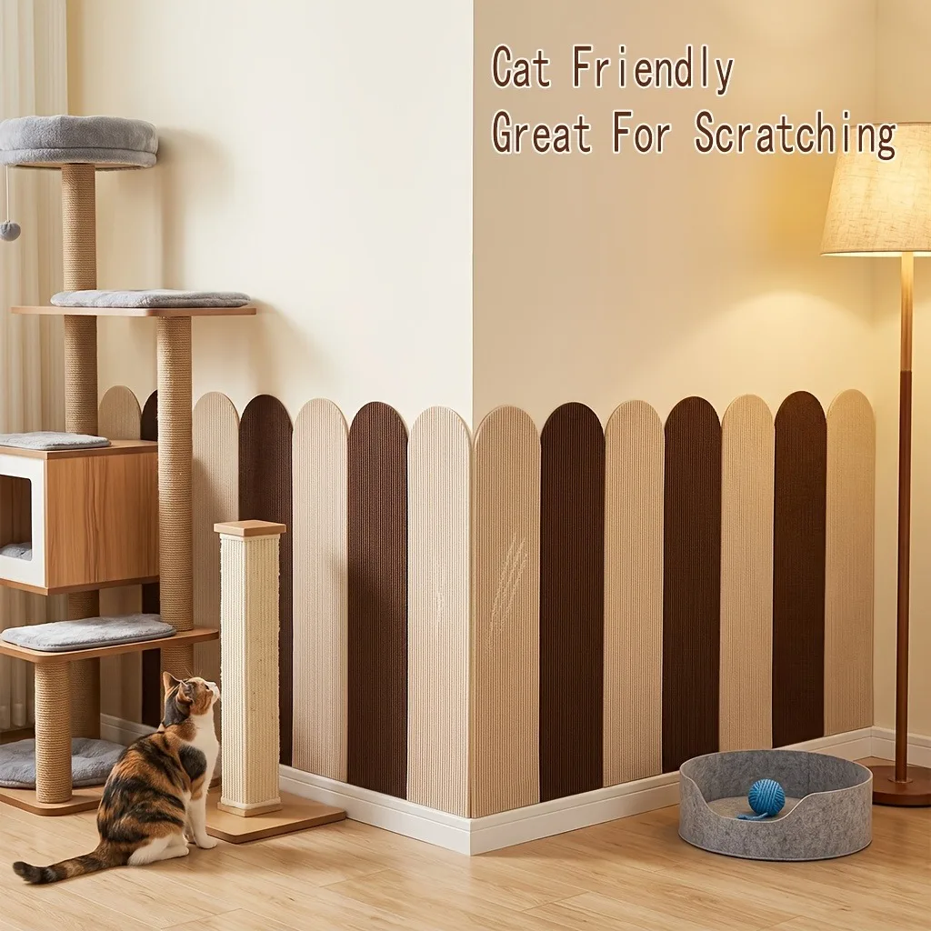 12PCS Self-Adhesive Cat Scratching Board, Available in Multiple Colors, Suitable for Home Use in Living Rooms and Bedrooms
