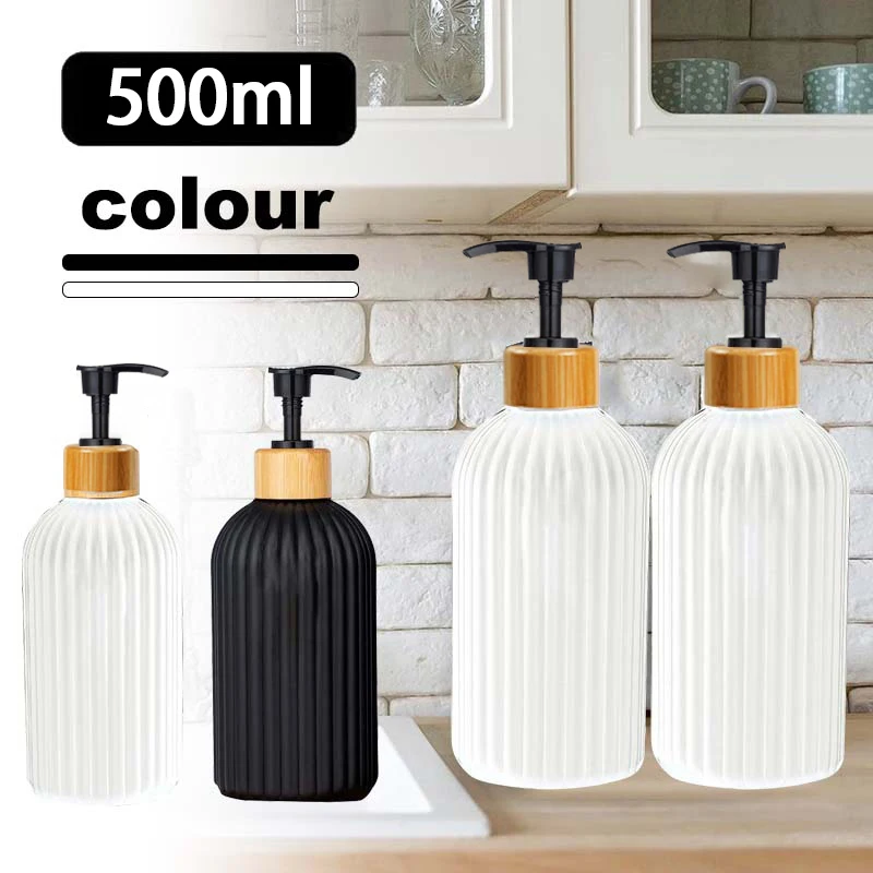 1pc Plastic Foam Dispenser Bamboo Pump Soap Dispenser Lotion Shampoo Bottle Refreshing Bath Gel Bottle Bathroom Accessories