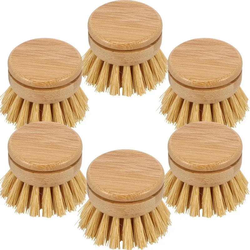 New  Bamboo Dish Brush Head Soft Sisal Bristle Dish Natural Washing Brush Head Eco-Friendly Washing Up Brush Replacement