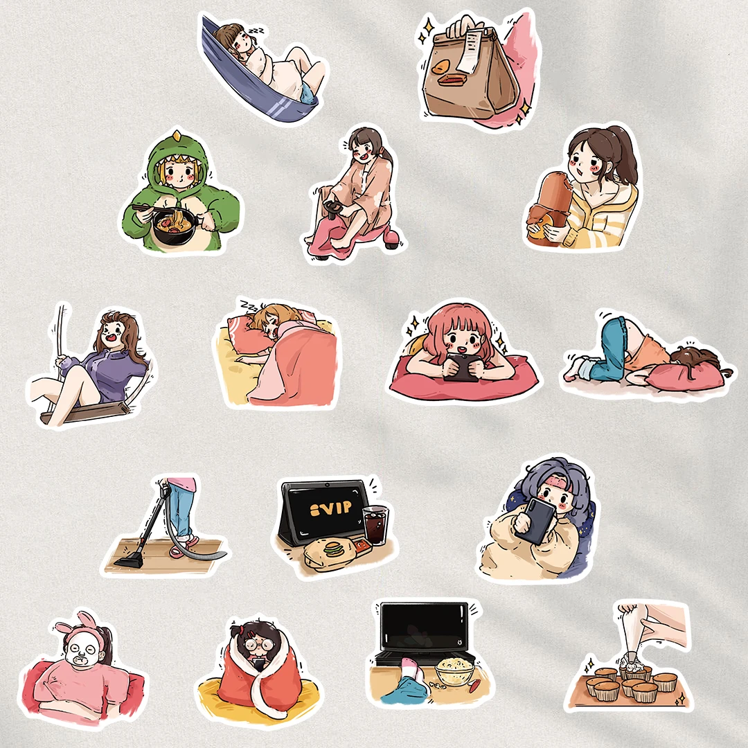 50PCS Daily Stay At home Sticker Coffee Notebook Phone Bicycle Decoration For Laptop Luggage Cool Landscape Skateboard Sticker