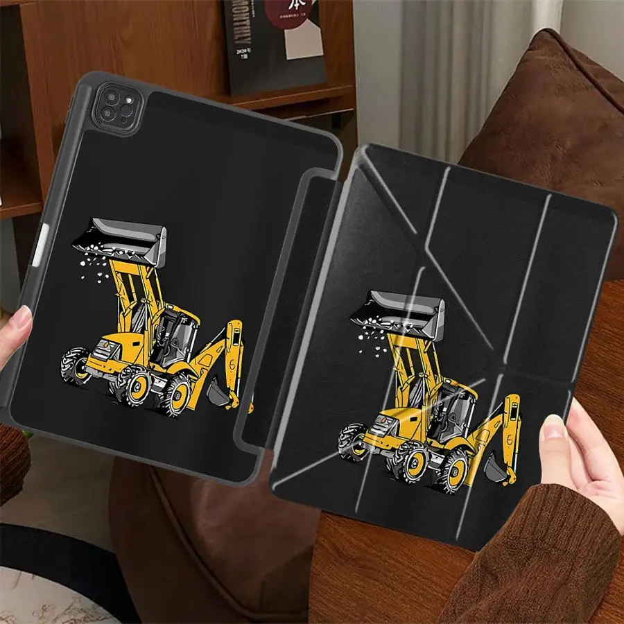 

Чехол-подставка для планшетов iPad Mini 6, 7, Pro 11, 10, 9, 8, 7 поколений, 12.9 дюймов Pro 2025, Air 4, 5, M3, M2, M4, 11 дюймов, Желтый Экскаватор