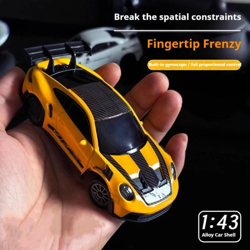 

New 1: 43 Alloy Rc Model Desktop Mini Drift Car Four-Wheel Drive Full Scale 911 Drift Car Yellow/ Black Boy Gift Toy