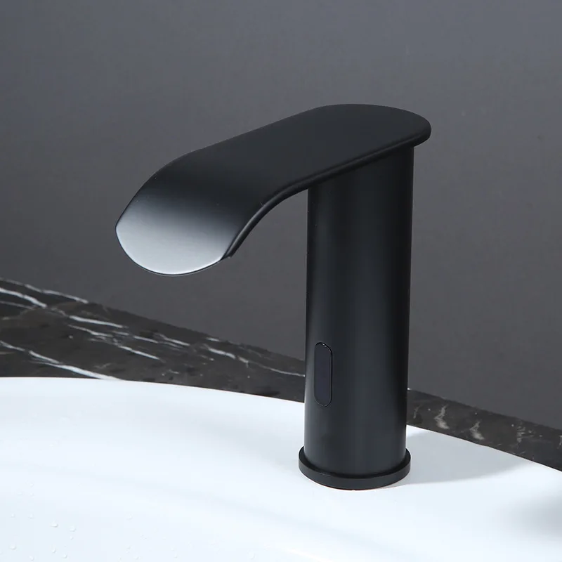 MTTUZK Deck Mounted Brass Black Automatic Sensor Faucet Basin Touchless infrared Faucet Hot Cold Waterfall induction Faucet