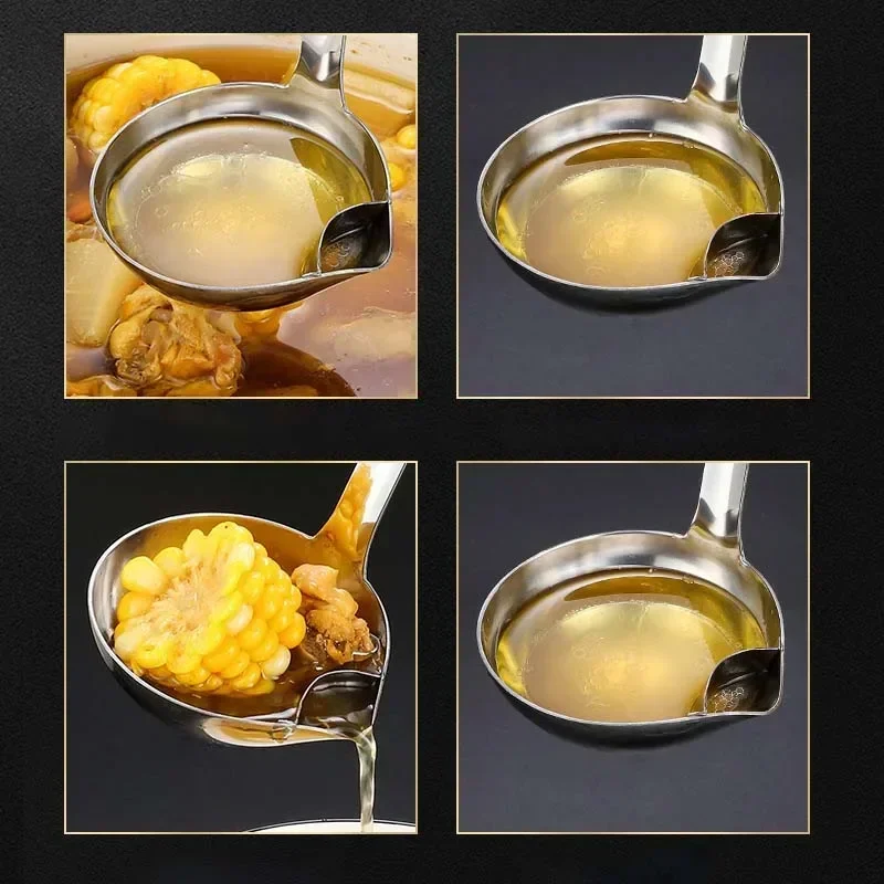 Creative Kitchen Gadget Colander Spoon Gravy Oil Soup Fat Separator Stainless Steel Filter Grease Spoon Kitchen Accessories