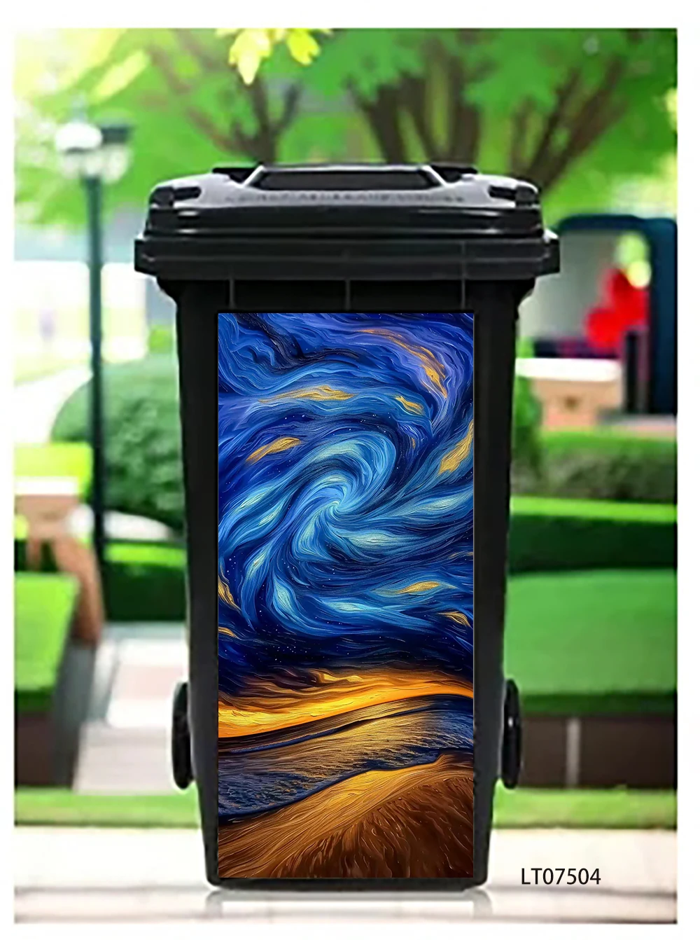 Cosmic Galaxy Nebula Trash Can Sticker, Glowing Abstract Design Waterproof Removable Outdoor Garbage Bin Decor