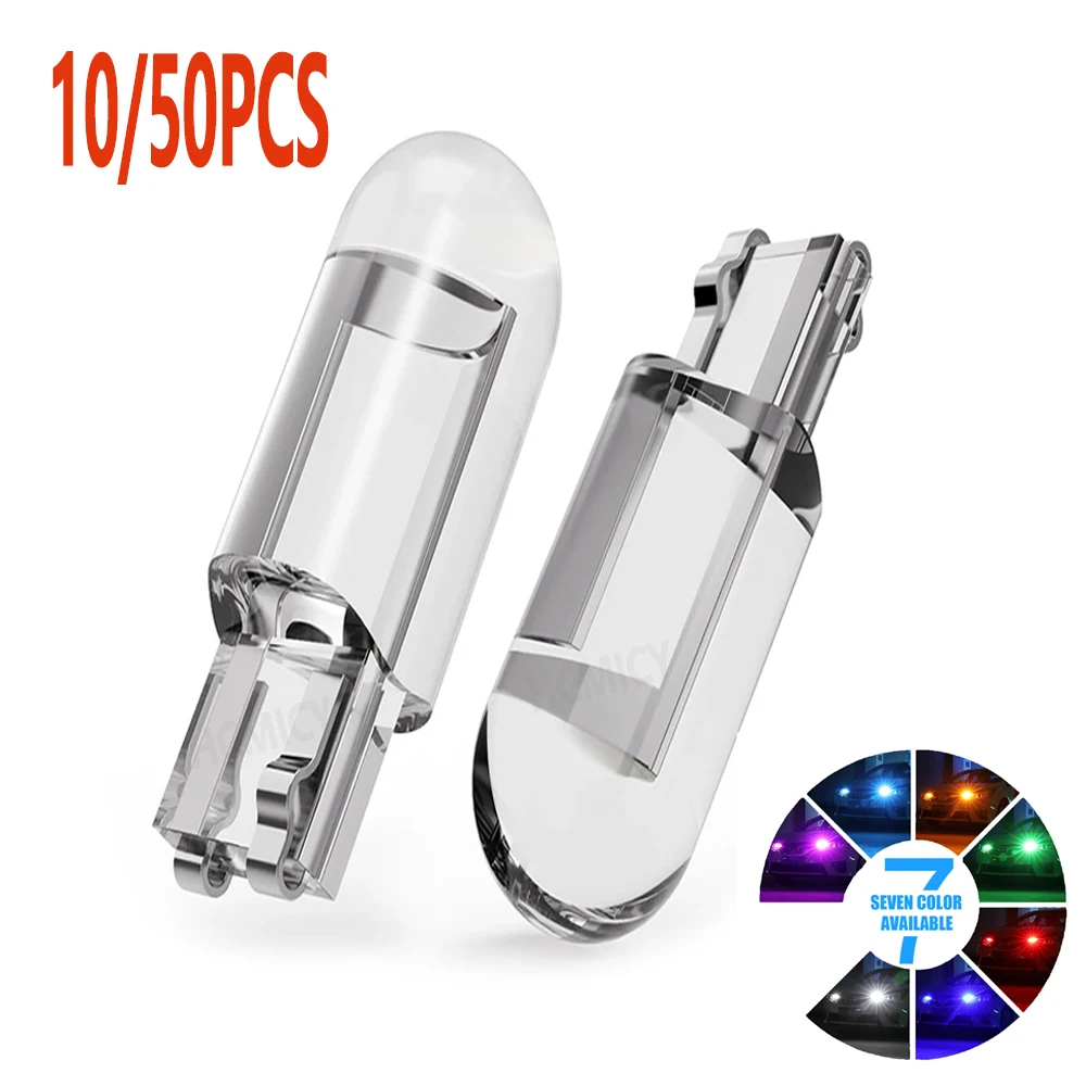 

10/50 Pcs COB Glass Interior Dome Lights LED Signal Light 5W5 LED Bulb T10 6000k Side Reverse No Error Lamps 12V Car Lights