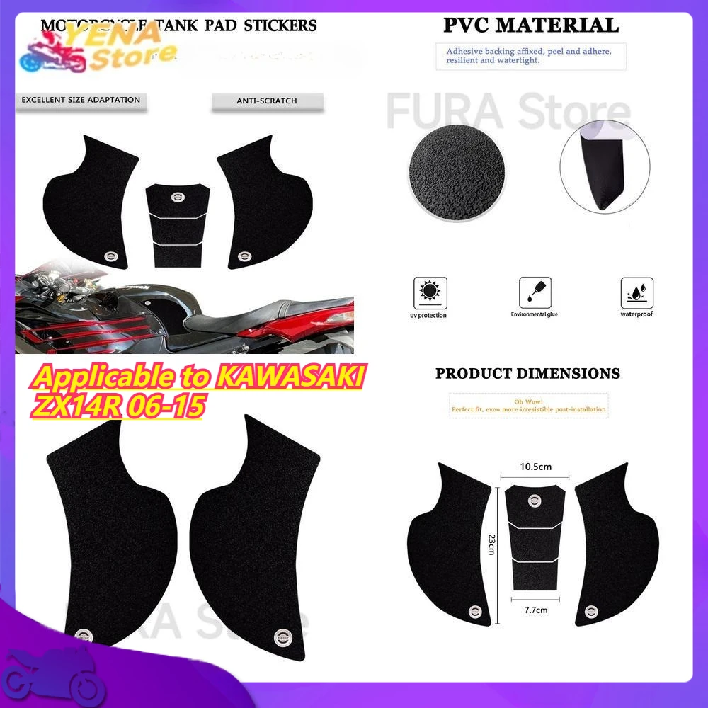 

Applicable to KAWASAKI ZX14R 06-15 Fishbone Anti Slip Protection Side Decal Sticker for Motorcycle Gas Tank