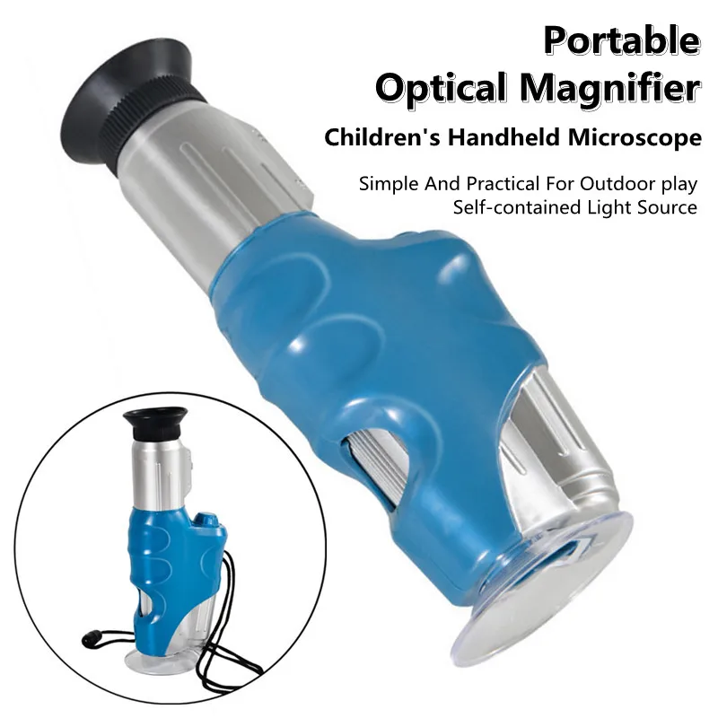 20X-60X Children's Biological Microscope Home School Science Education Toys Laboratory LED Microscope Kit Children Gifts