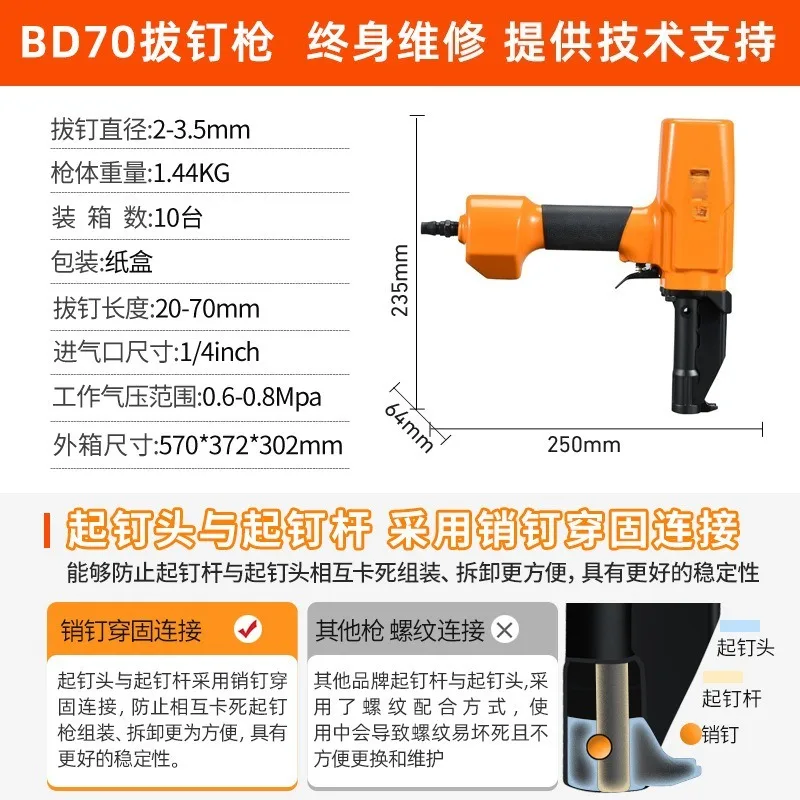 BD70 Pneumatic nail pulling gun, wooden pallet removal tool, pneumatic  lifting removing device