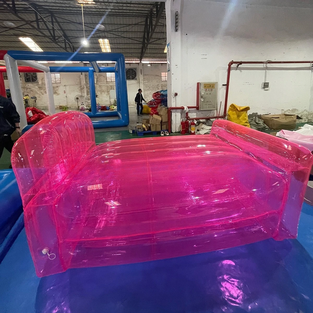 Custom durable clear pink PVC portable inflatable camping bed waterproof and waterproof