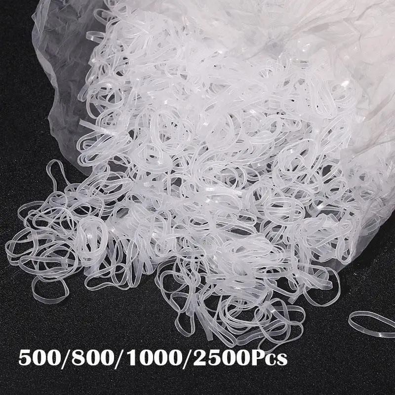 500/800/1000/2500Pcs Transparent Elastic Hair Rope Rubber Band For Women Kid Girls Tie Braids Hair Ring Rope Headband Bind Tool