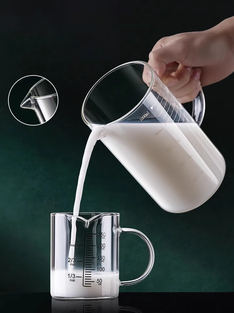 1/2pcs Glass Measuring Cup With Handle Heat-resistant Laboratory Beaker Kitchen Milk Coffe Measuring Mug 250/350/500/1000ml