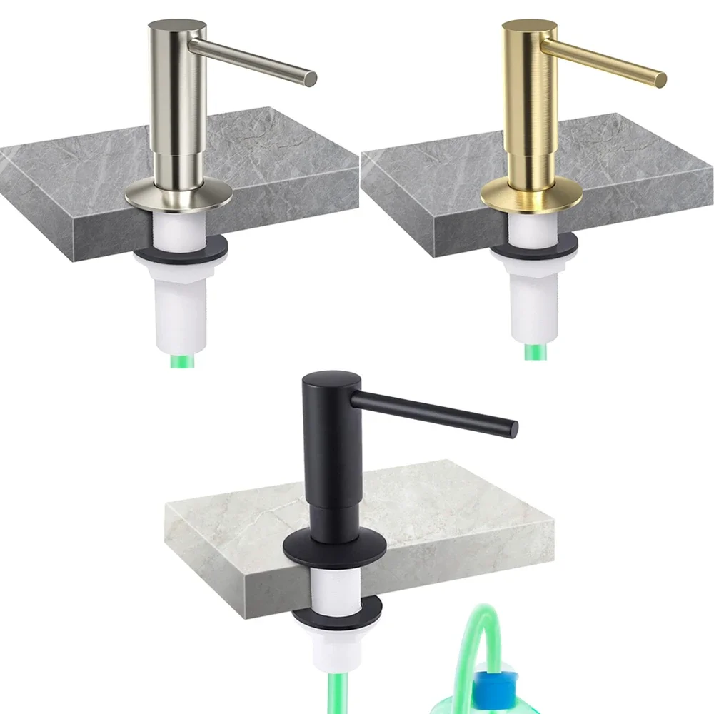 

Kitchen Sink Soap Dispenser Built in Countertop Pump Detergent Dish Dispenser with 100cm Tube&500ML Bottle Black Brushed Chrome