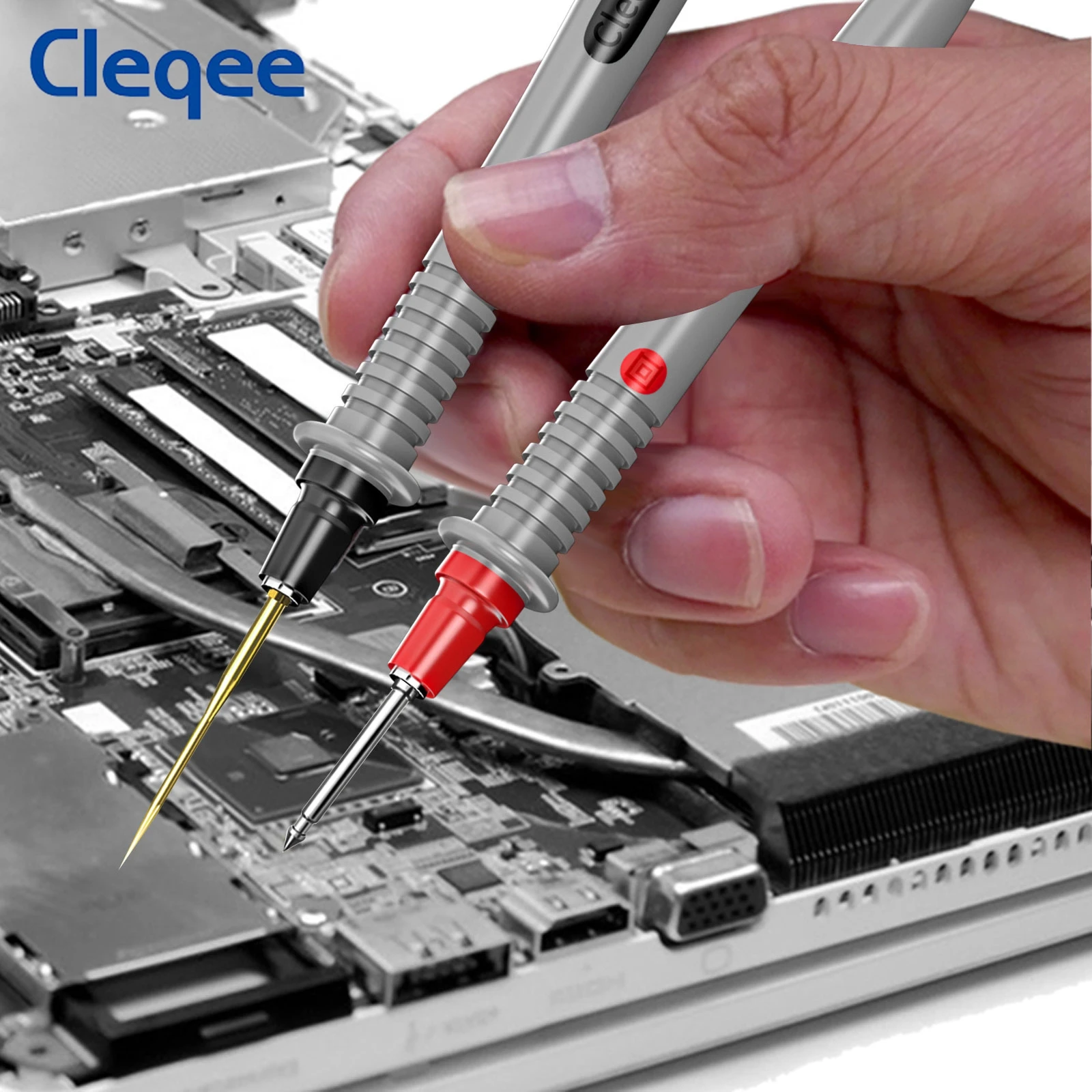 Cleqee P1503E 21 Uds Kit de cables de prueba para multímetro con pinzas sondas de prueba conector Banana de 4mm agujas reemplazables pinzas de