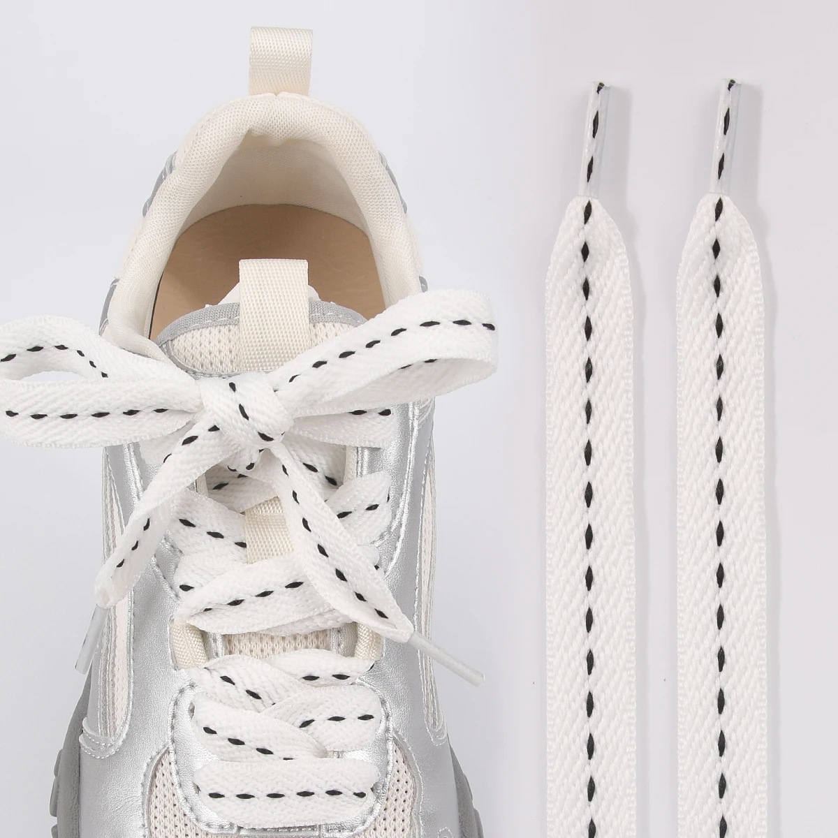 1 Paar gewebte Schnürsenkel mit Wellenmuster, flache Schnürsenkel, 1,5 cm breit, für Sportschuhe, Laufschuhe, Sneaker und Stiefel. – Detail 21
