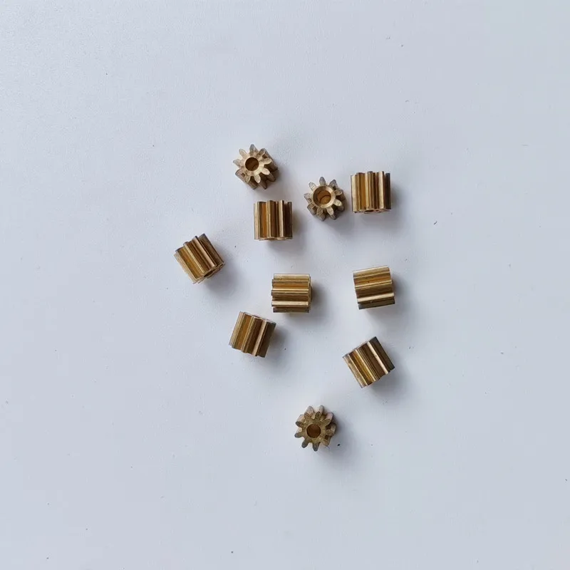 92A 0.5M Copper Gear 9 Teeth 1.98mm (2mm Tight) Steering Pinion UAV Model Toy Accessories Technology Class DIY Model Parts 10PCS