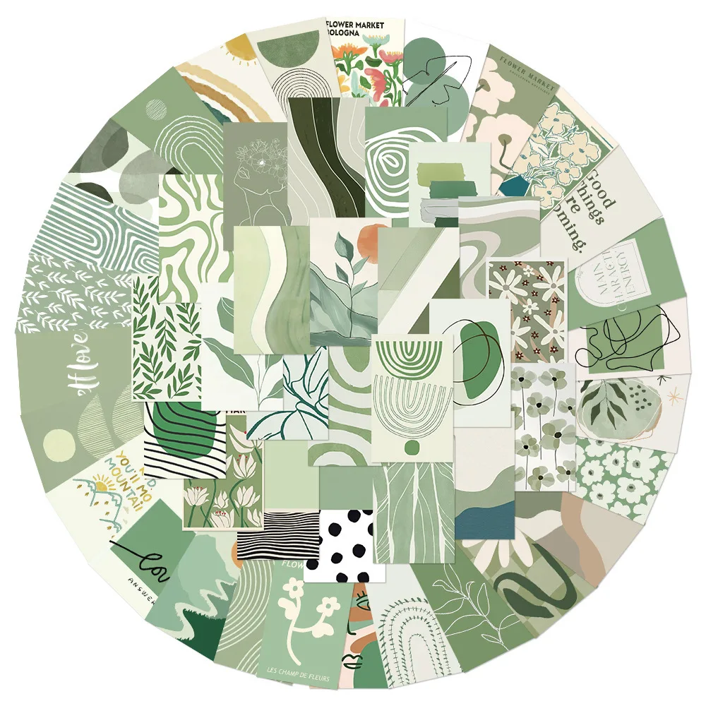 

50Pcs Sage Green Scrapbook Stickers DIY Diary Laptop Luggage Skateboard Graffiti Decal Fun Stylish Classic Toys