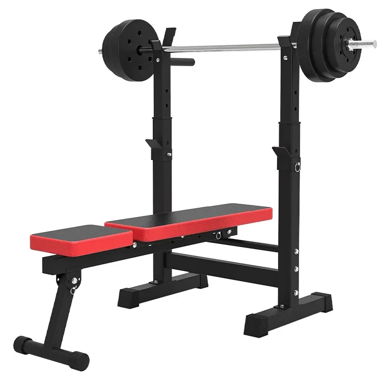 Home fitness Adjustable Weight lifting Bench foldable multi function flat barbell rack bench press