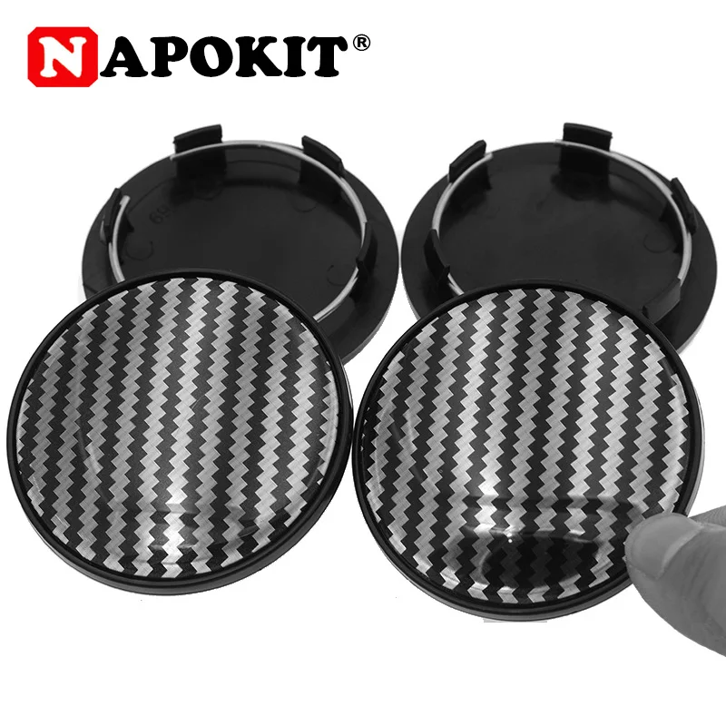 4pcs Carbon Fiber Veins 69mm Car Wheel Center Cap For Audi Seat Skoda Rim Hub Caps Cover