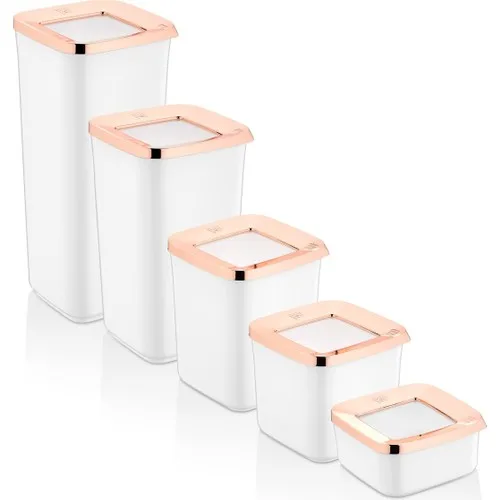 Vip John Square Storage box White Copper 5Li 1700 Ml + 1200 Ml + 900 Ml + 700 Ml + 250 Ml