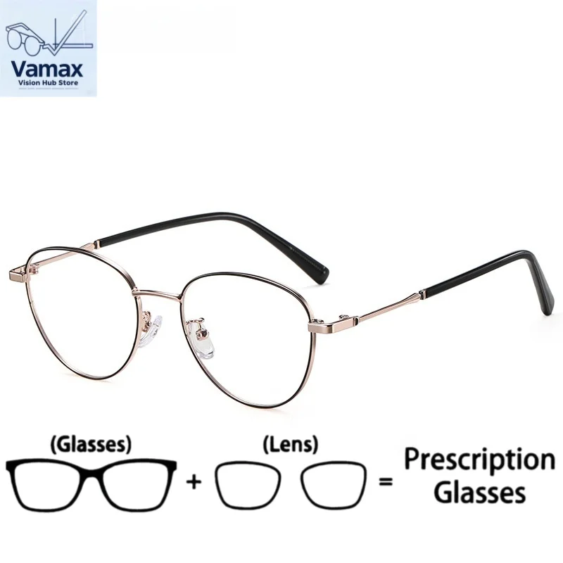 

VAMAX Cat Eye Small Frame Glasses Women Prescription Ready Small Face Thin Frame Anti Blue Light
