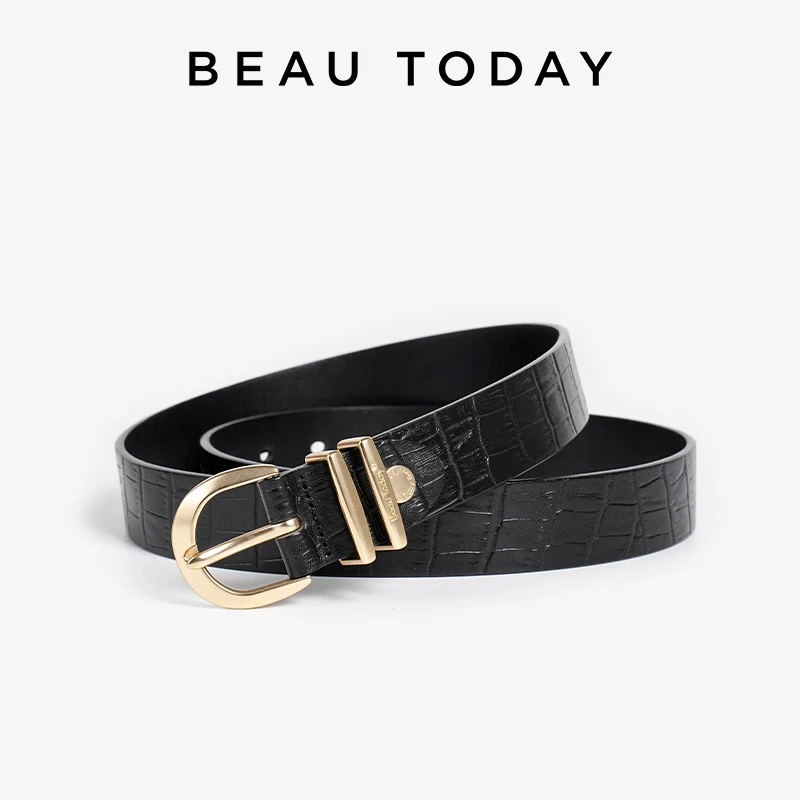 BEAUTODAY Retro Belts Women Cow Leather Stone Pattern Waistband Metal Buckle Ladies Jeans Accessories Gifts Handmade A91031