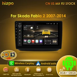 Hizpo Multimedia Video Player For Skoda Fabia 2 2007 - 2014 Car Radio Navigation GPS Android  Auto Wireless CarPlay Stereo 2 Din