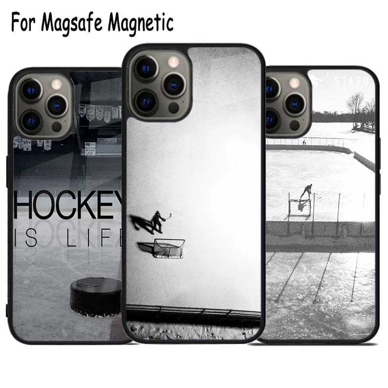 Ice Hockey is Life Wireless Charge Magsafe Phone Case For iPhone 15 16 14 13 11 12 Pro Max Plus Magnetic Bumper Cover