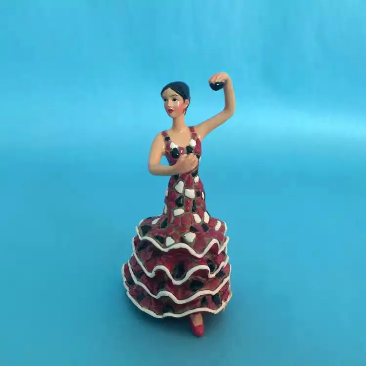 resin figure mental psychological sand table game box court therapy  Spain Decoration Flamenco Fan Dance