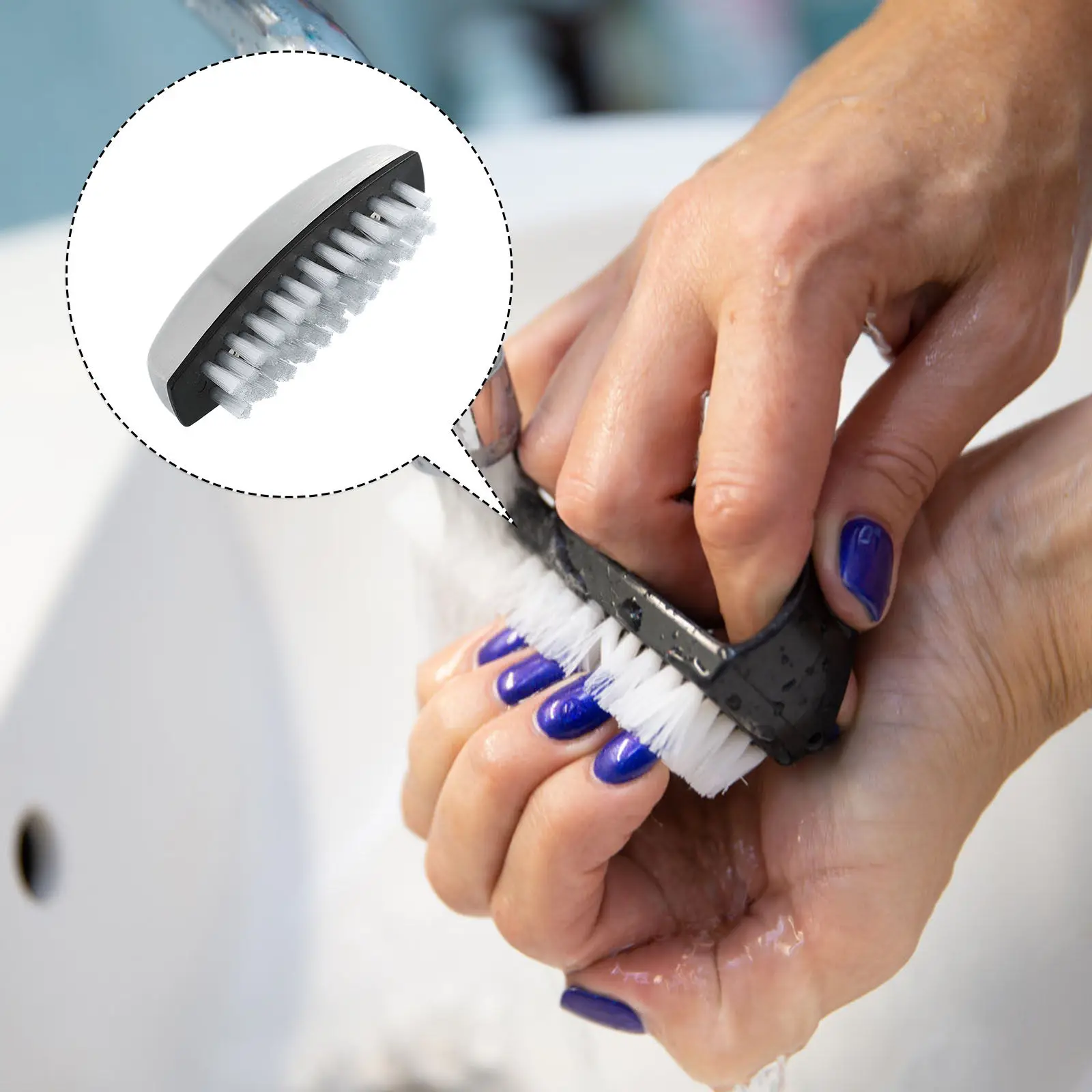 Stainless Steel Nail Brush Manicure Cleaning Scrubber Flexible Bristles Kitchen Hand Washing Brush Nail Cleaning Tool For