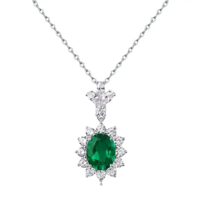 

Ожерелье с бриллиантами WES Mozambique, золото 18 карат, платина PT950, женское ожерелье с изумрудным подсолнухом, подарочный кулон